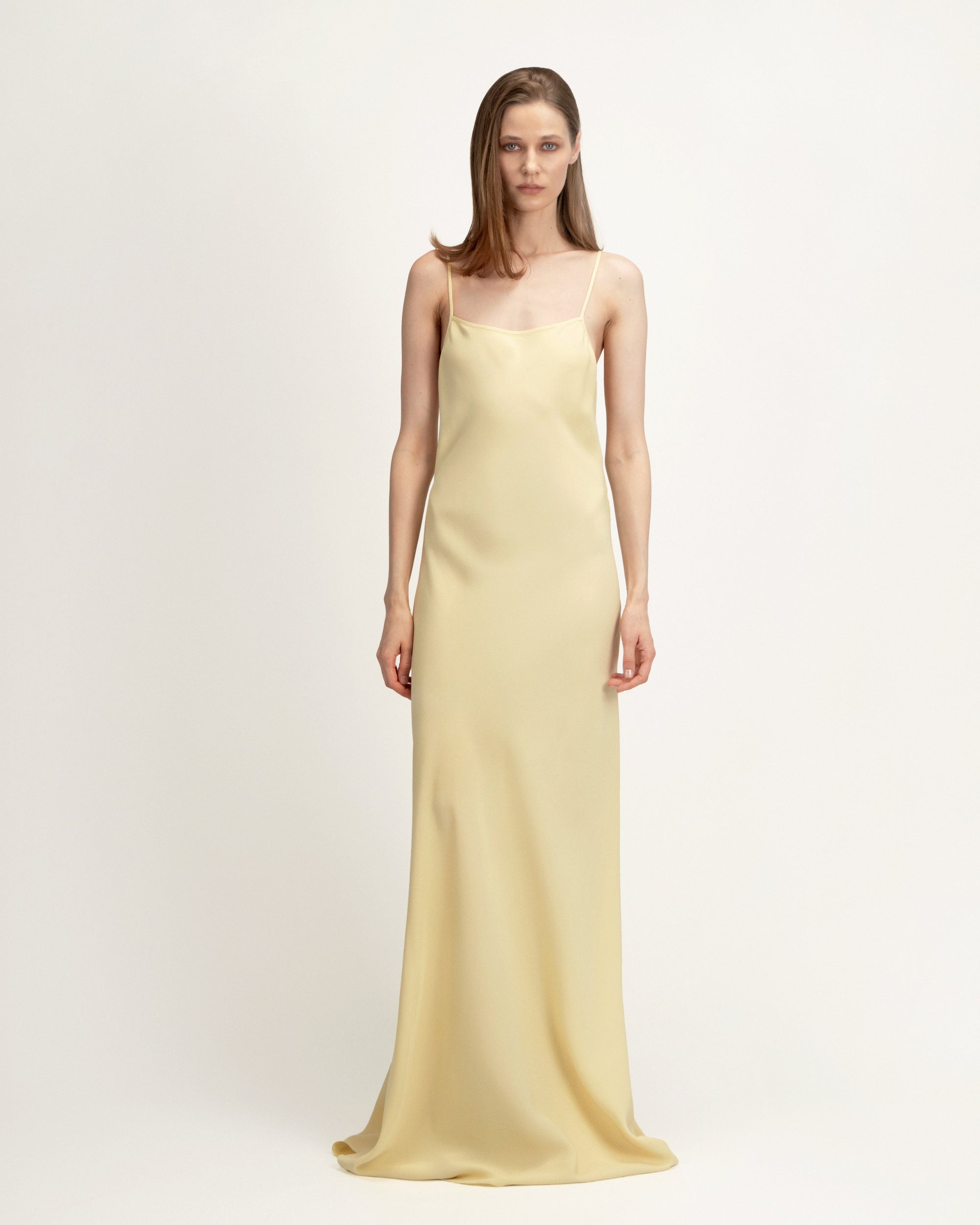 Laura Dress in Yellow Crepe