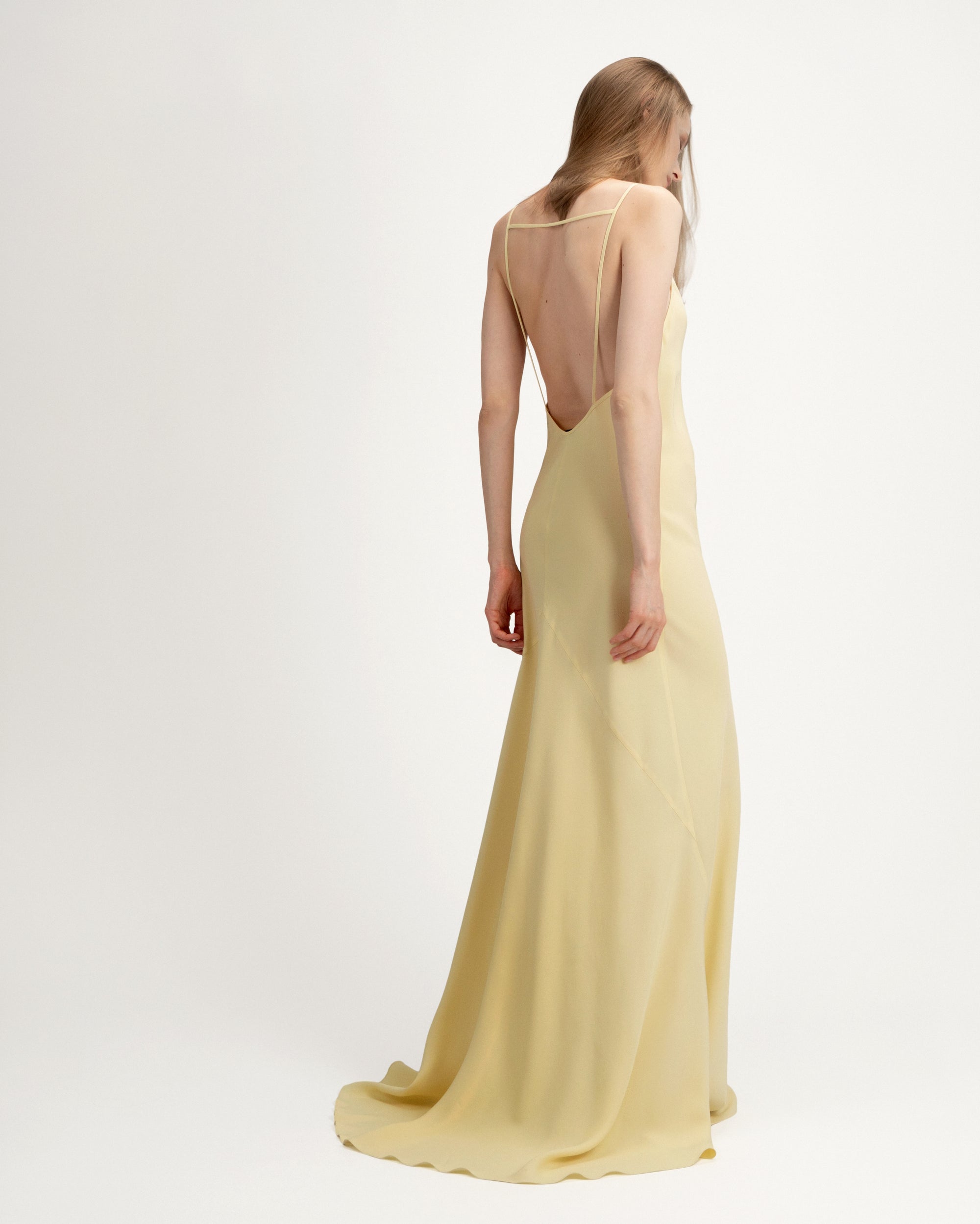 Laura Dress in Yellow Crepe