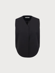 Black sleeveless top on a light gray background