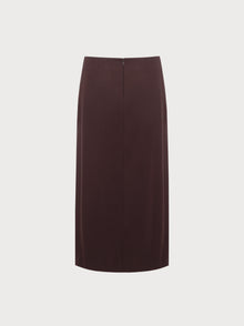 Dark brown pencil skirt on a light gray background