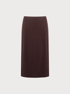 Brown pencil skirt on a light gray background