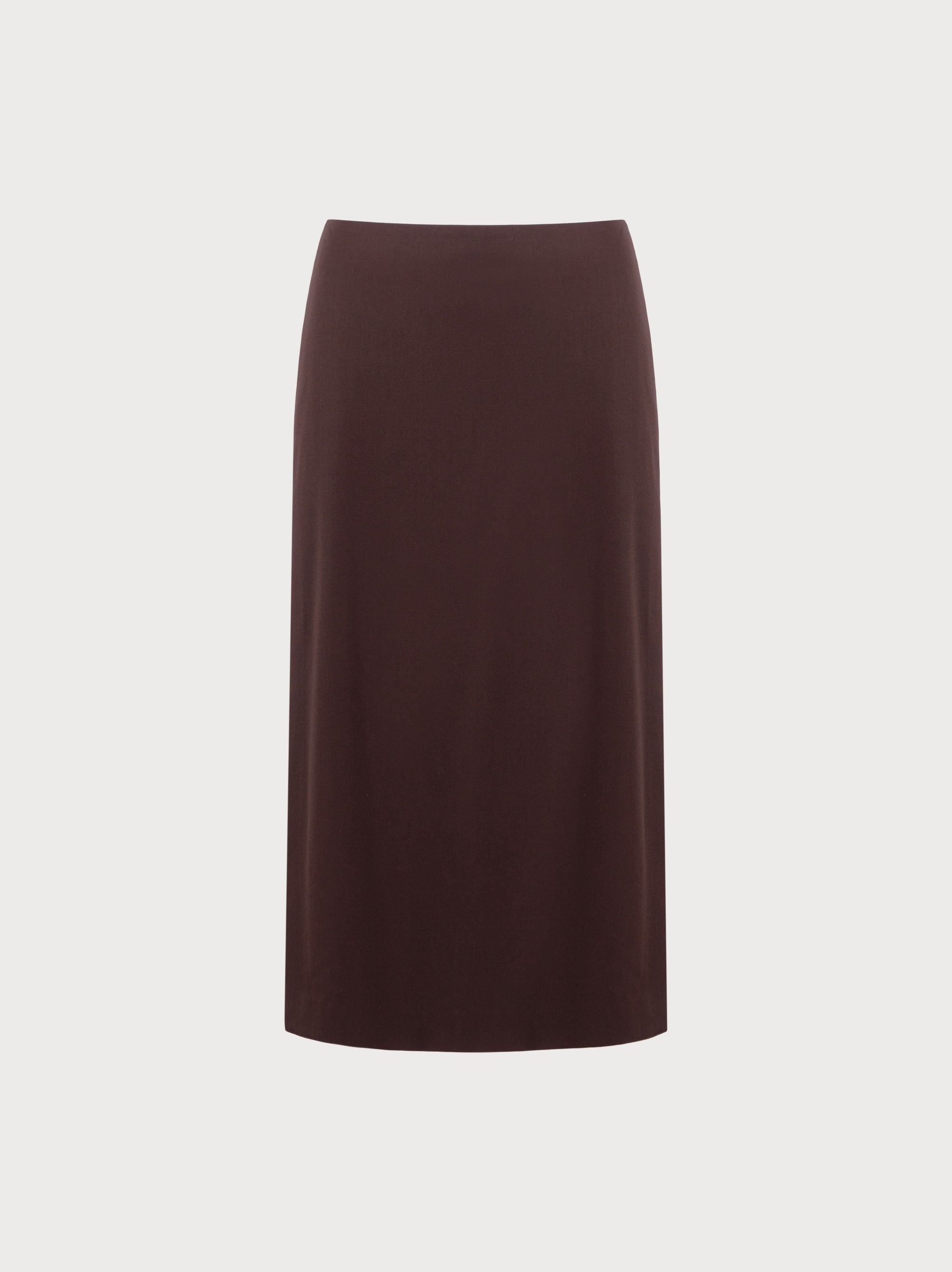 Brown pencil skirt on a light gray background