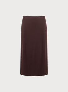 Brown pencil skirt on a light gray background