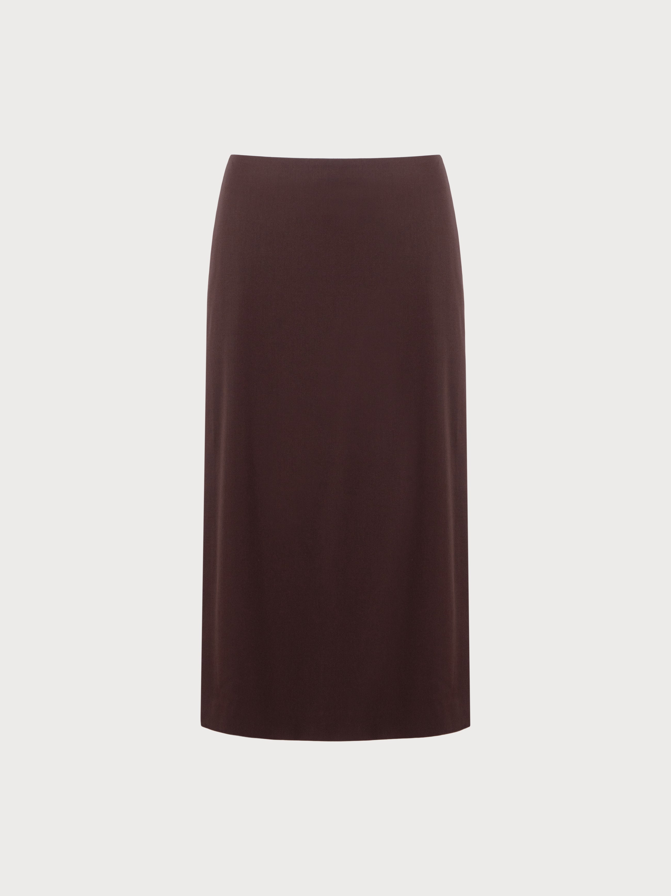 Brown pencil skirt on a light gray background