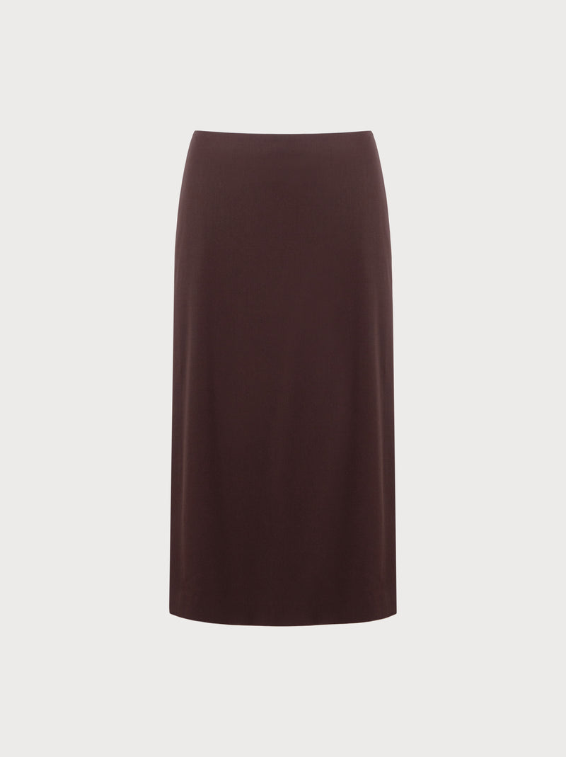 Brown pencil skirt on a light gray background