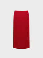 Red pencil skirt on a light gray background