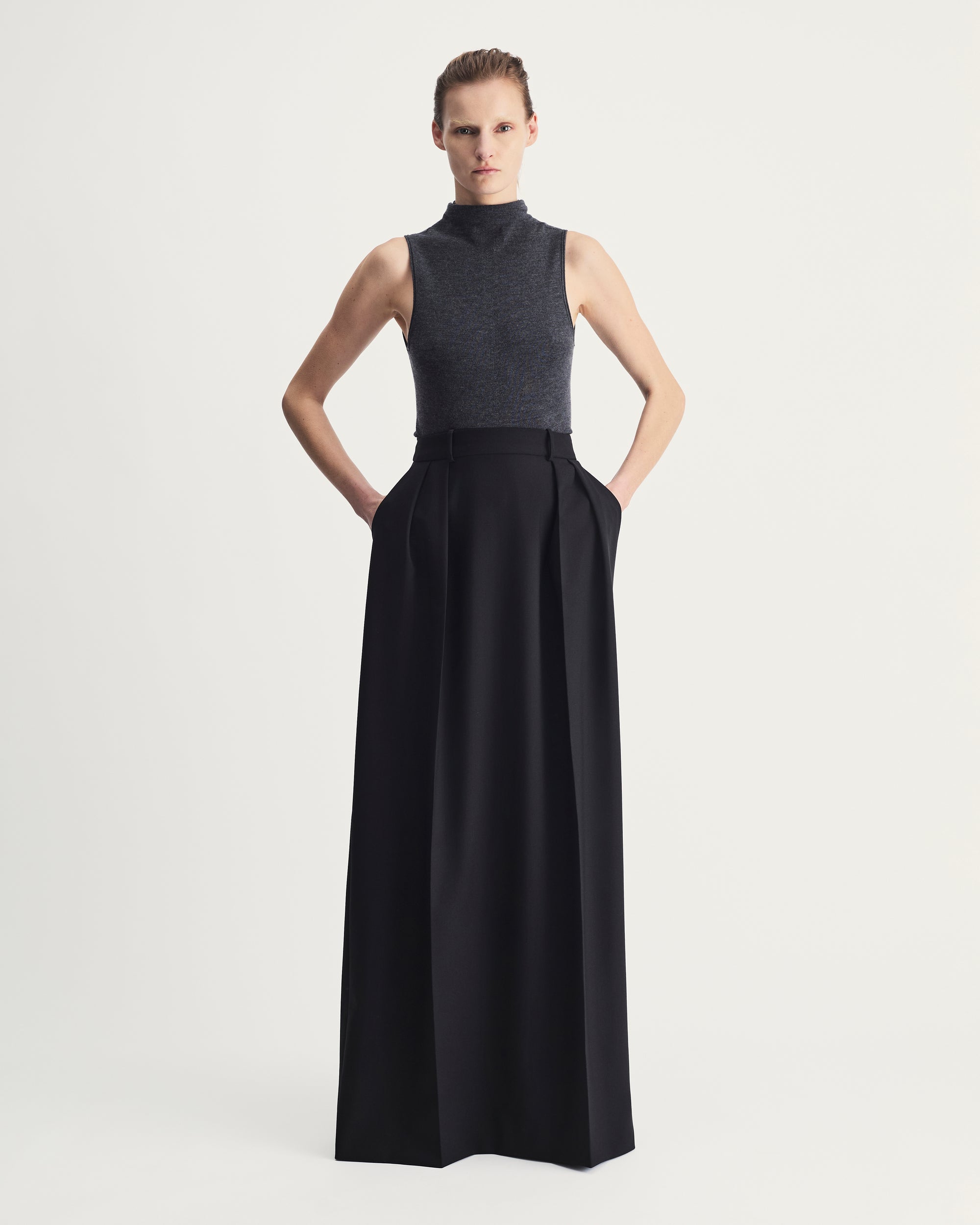 Luna Skirt in Black Virgin Wool and Mohair