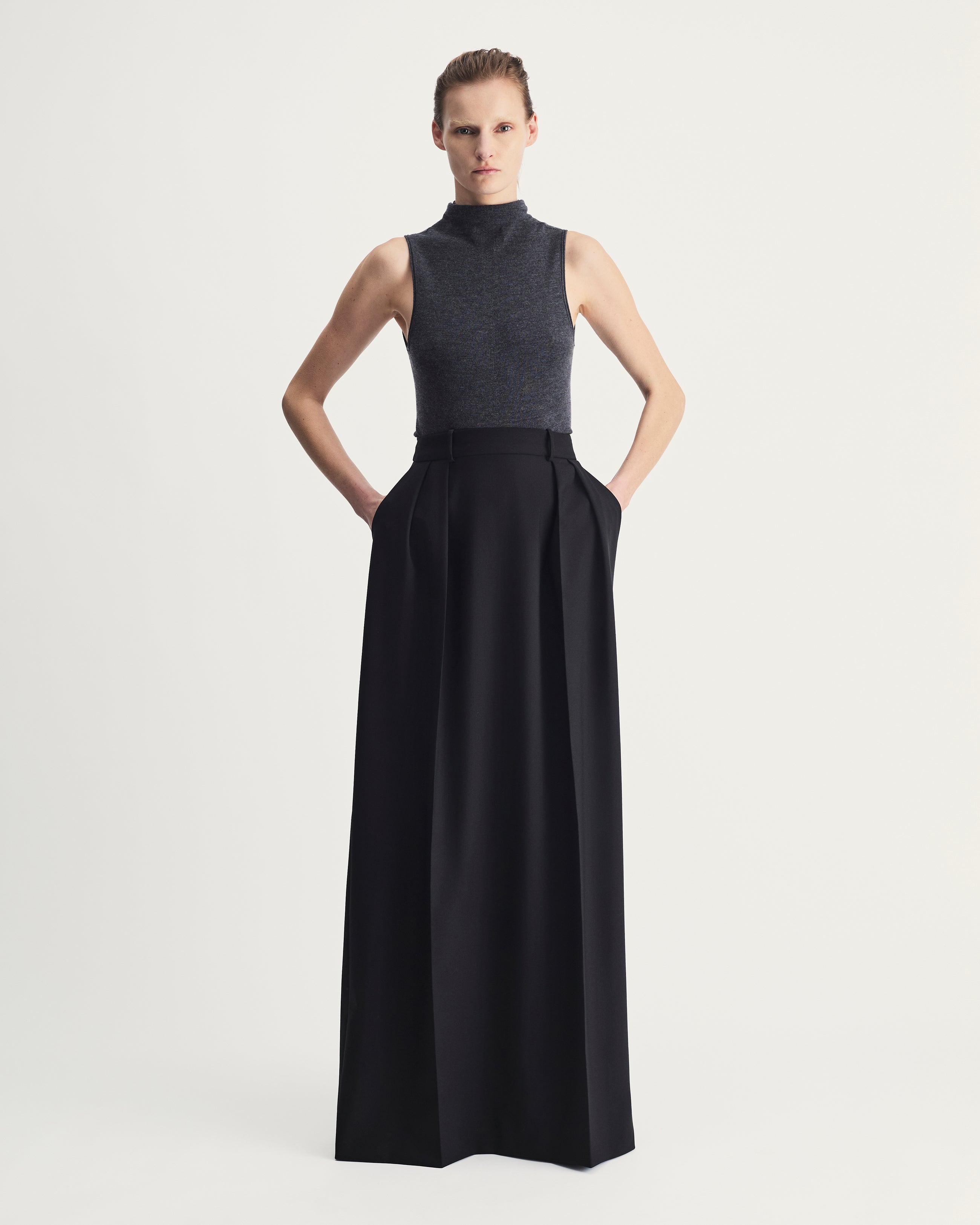 Luna Skirt in Black Virgin Wool and Mohair