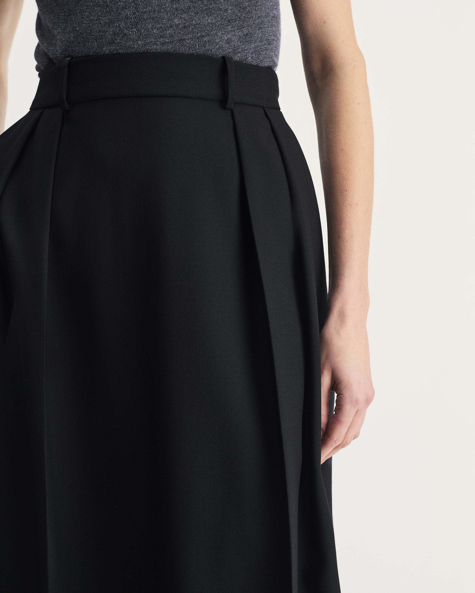 Luna Skirt in Black Virgin Wool and Mohair