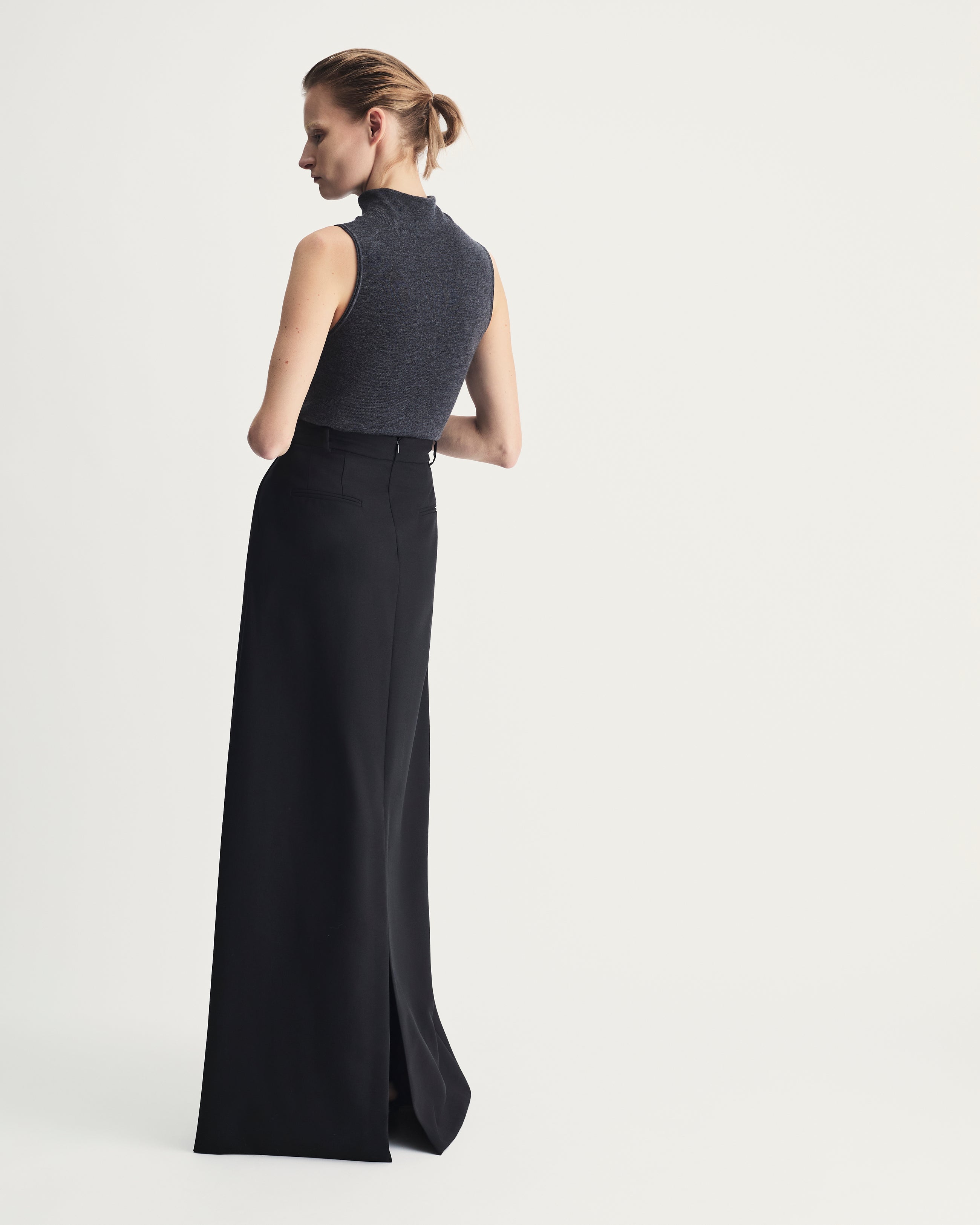 Luna Skirt in Black Virgin Wool and Mohair