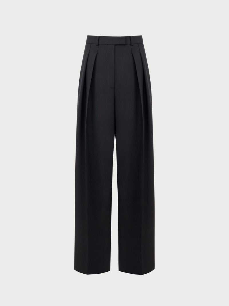 Mara Trousers in Black Virgin Wool and Mohair