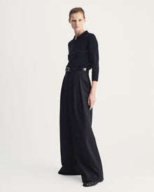 Mara Trousers in Black Virgin Wool and Mohair