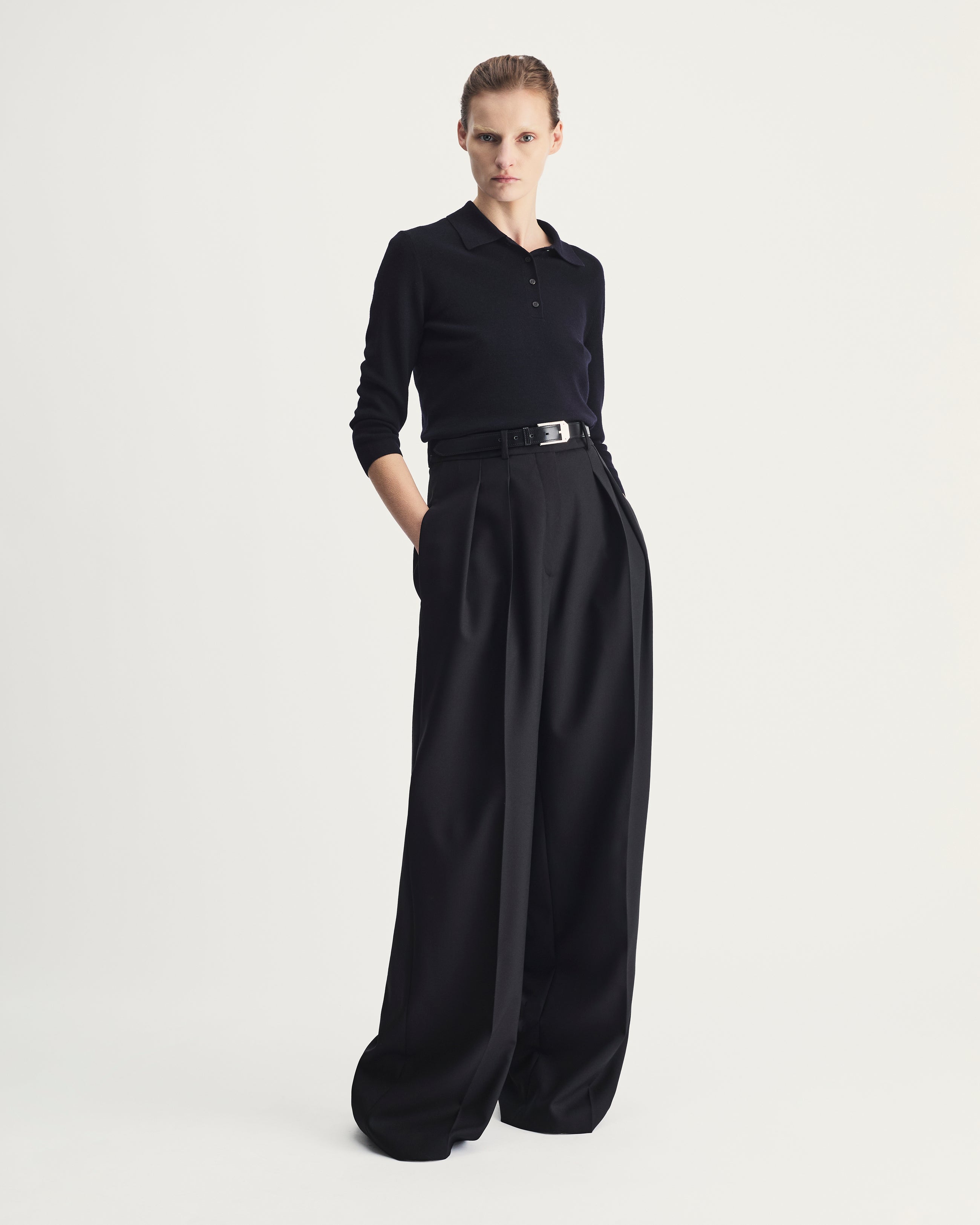 Mara Trousers in Black Virgin Wool and Mohair