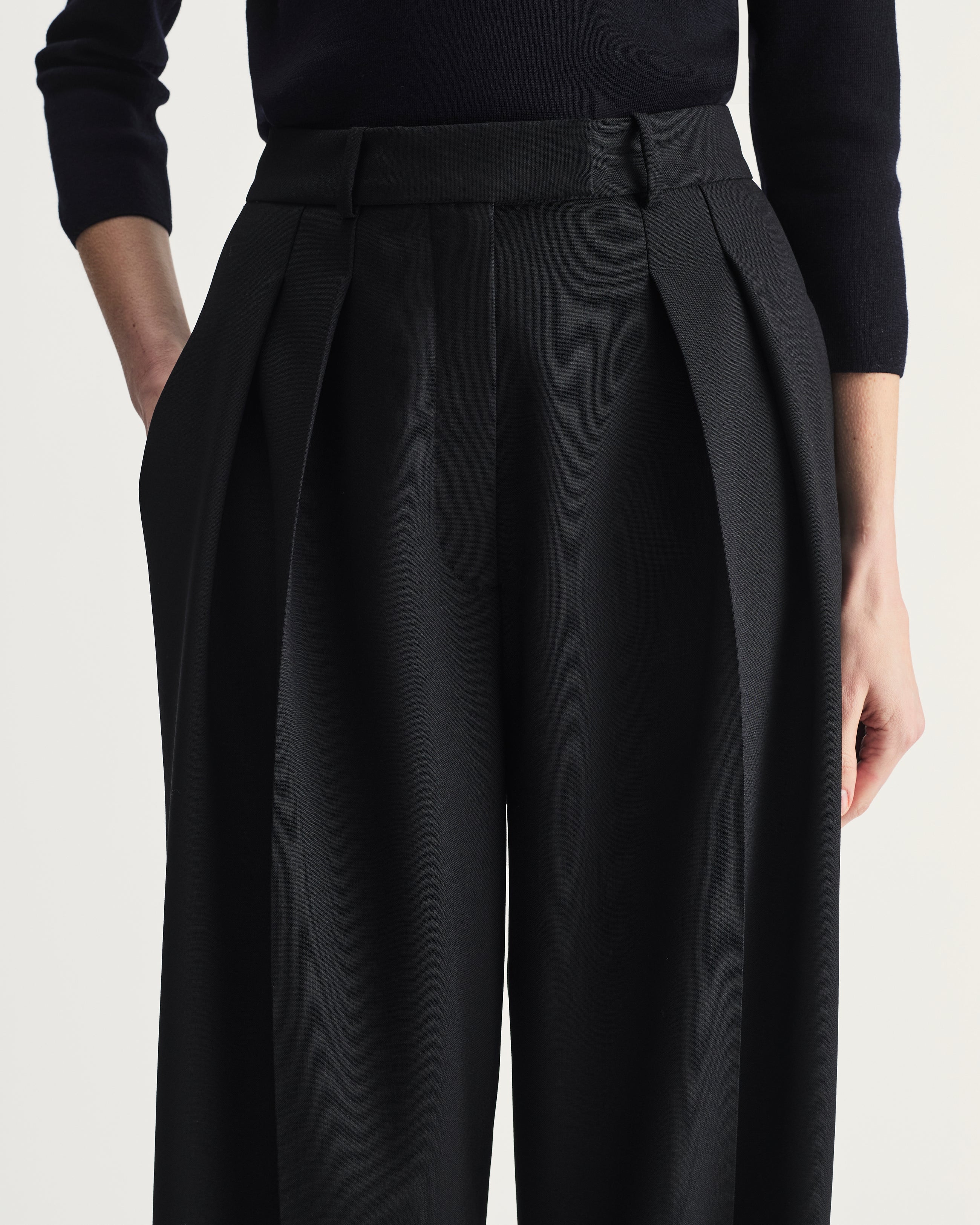 Mara Trousers in Black Virgin Wool and Mohair