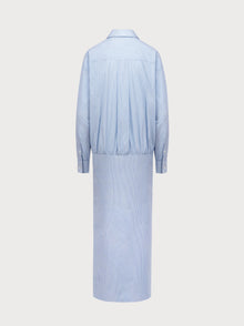 Light blue dress with a white background