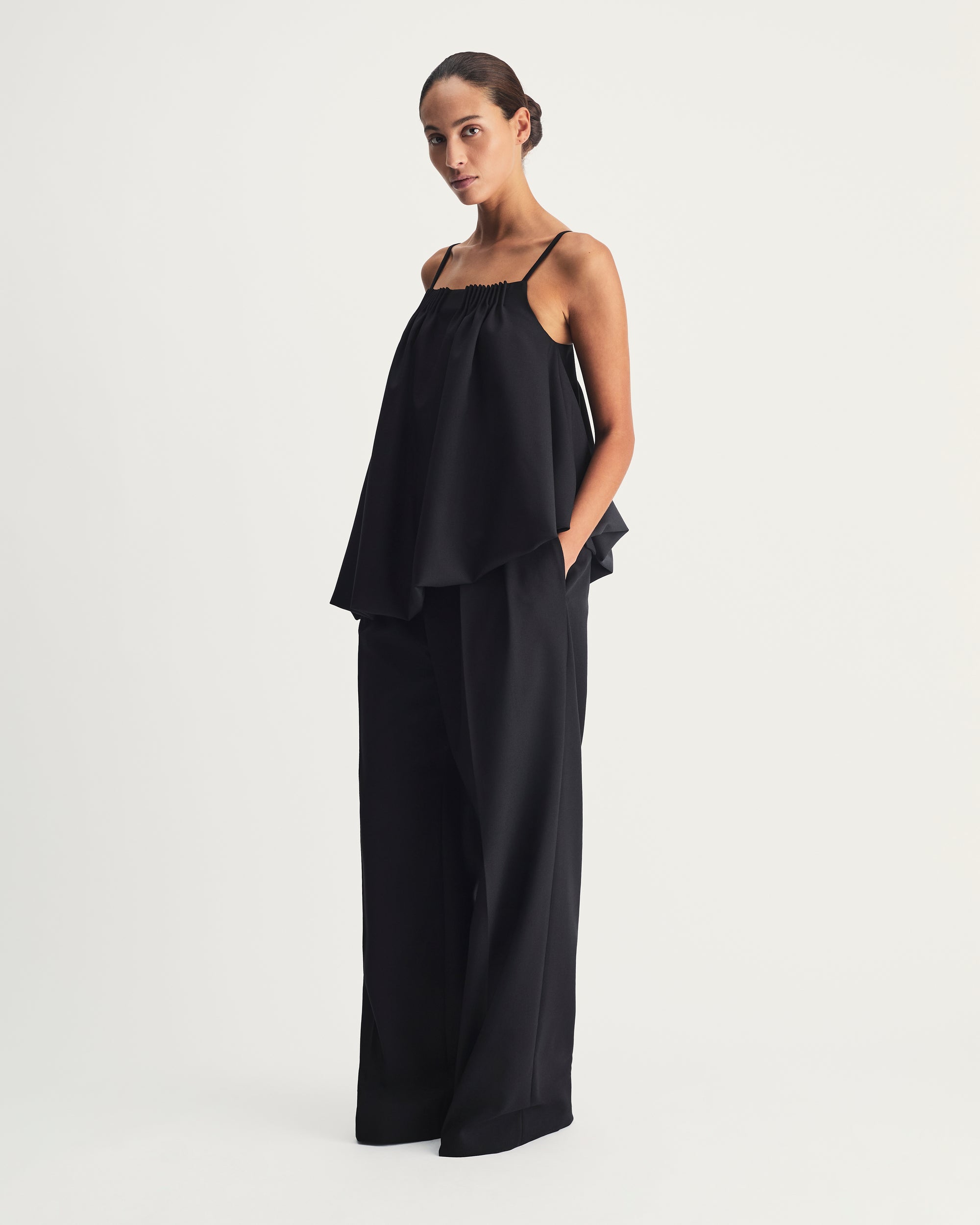 Marta Top  in Black Virgin Wool and Mohair