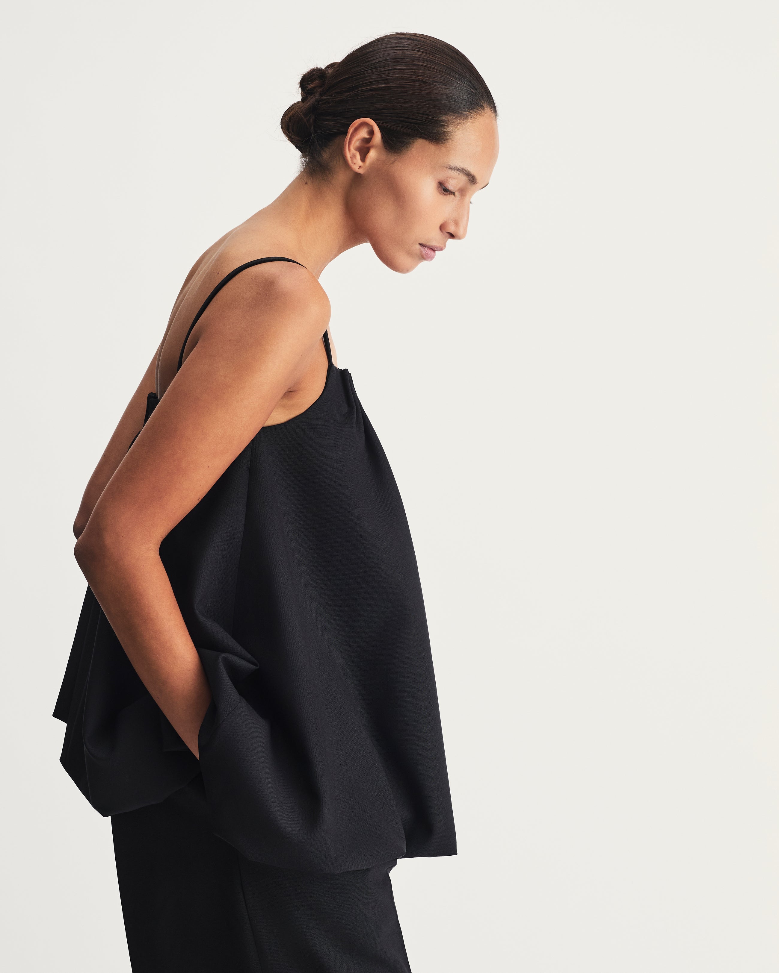 Marta Top  in Black Virgin Wool and Mohair