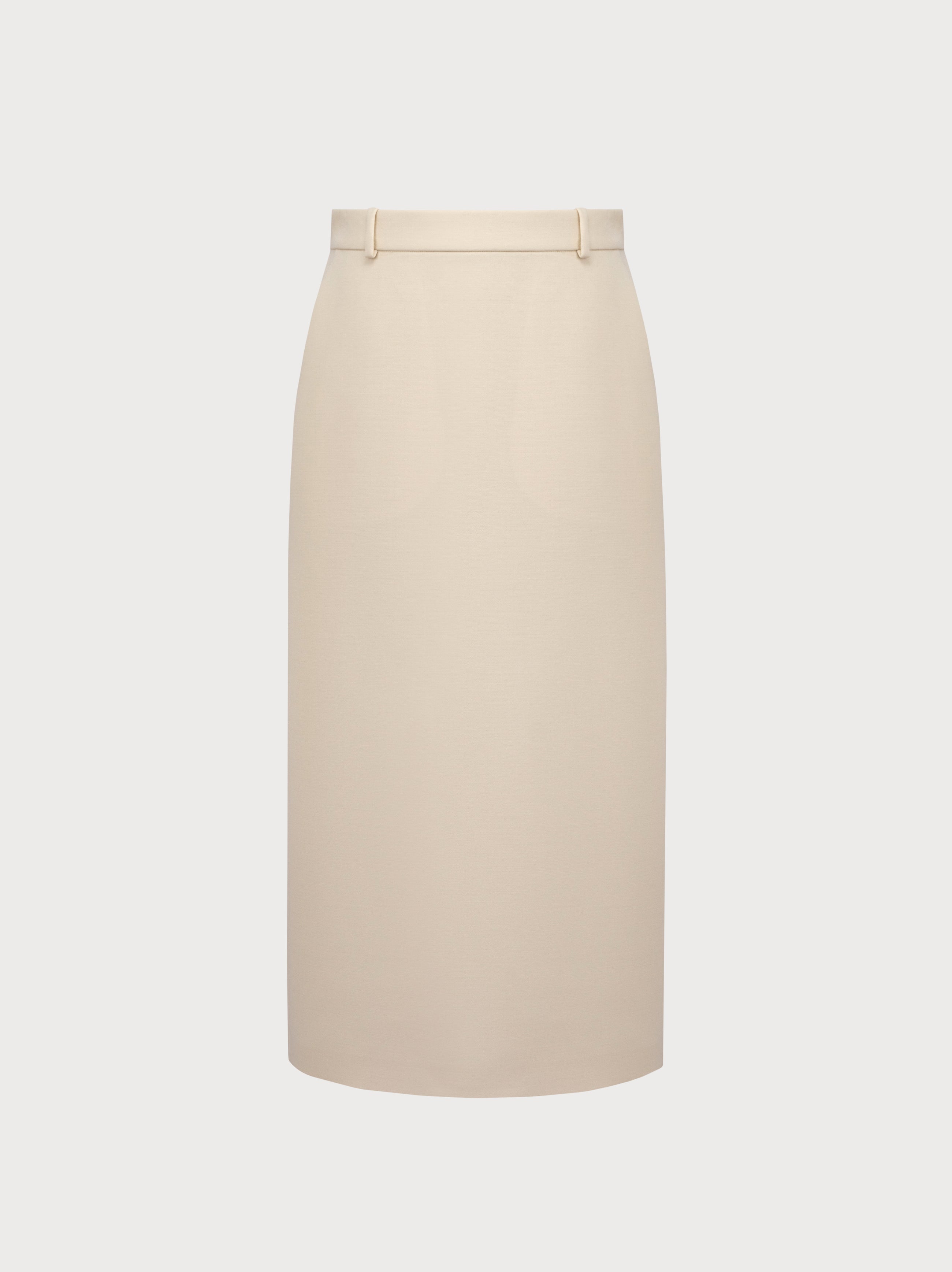 Nadia Skirt in Ivory Virgin Wool
