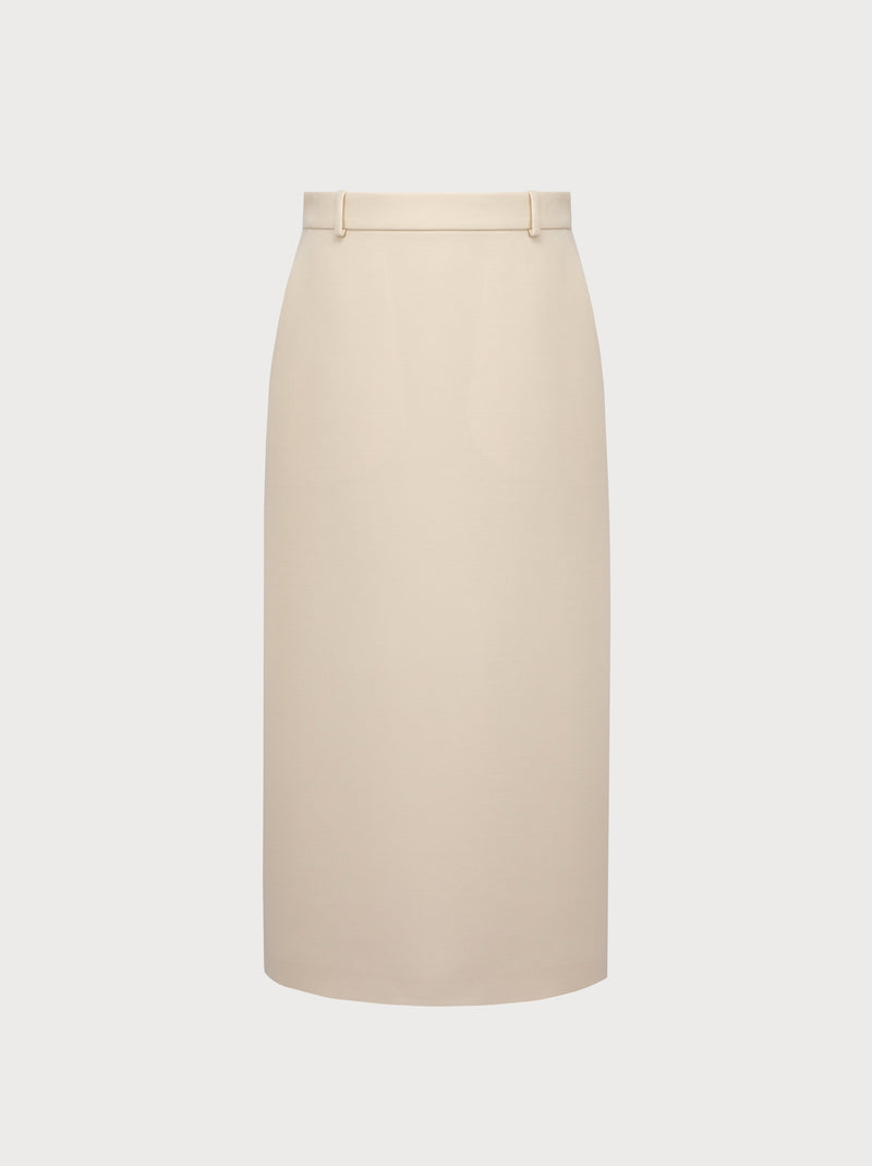 Nadia Skirt in Ivory Virgin Wool
