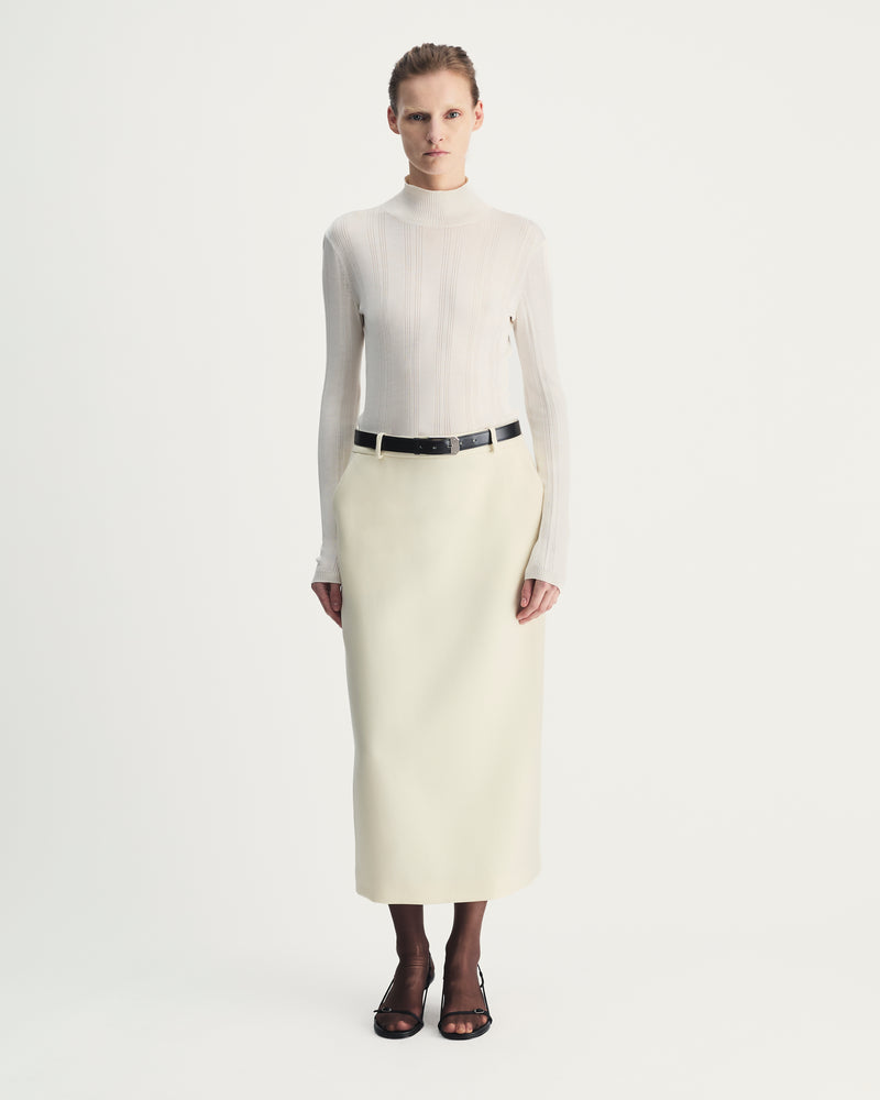Nadia Skirt in Ivory Virgin Wool