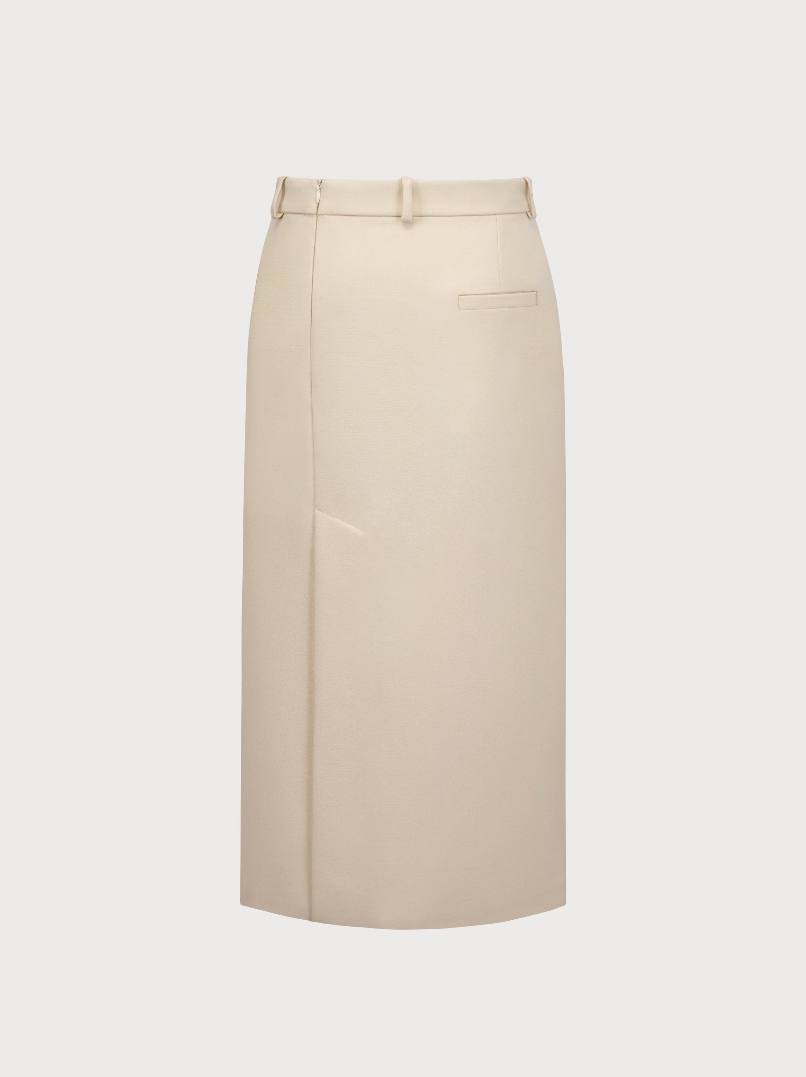 Nadia Skirt in Ivory Virgin Wool