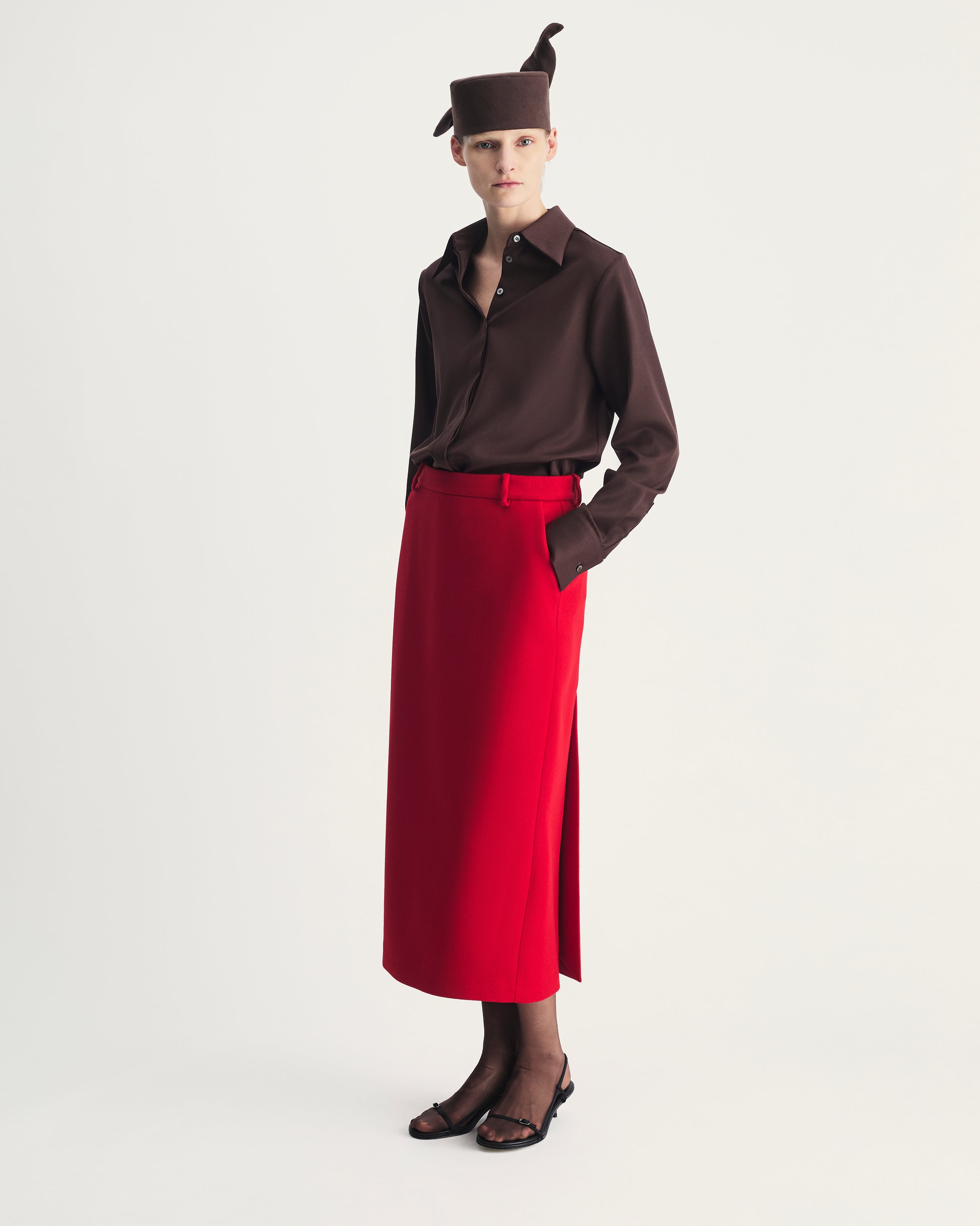 Nadia Skirt in Red Virgin Wool