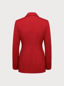 Red blazer on a light gray background