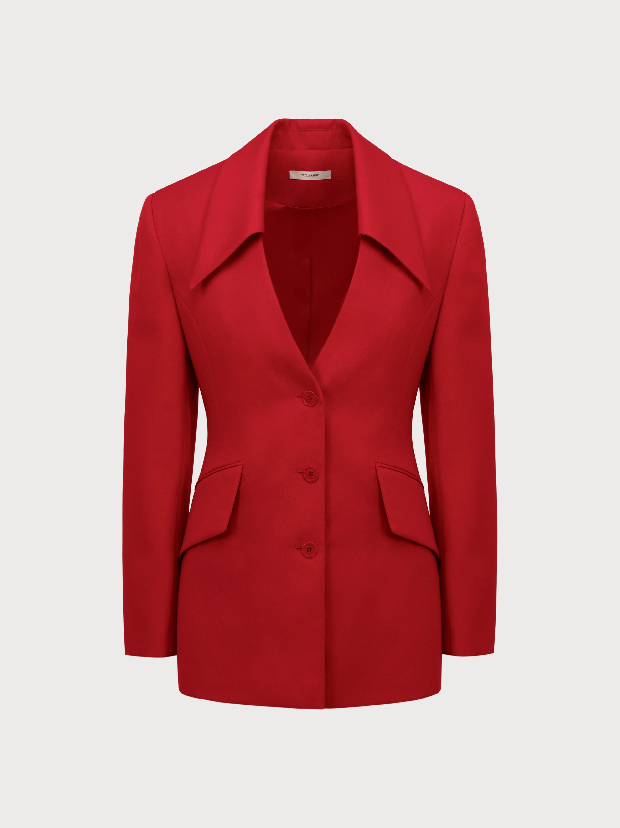 Red jacket on a light gray background