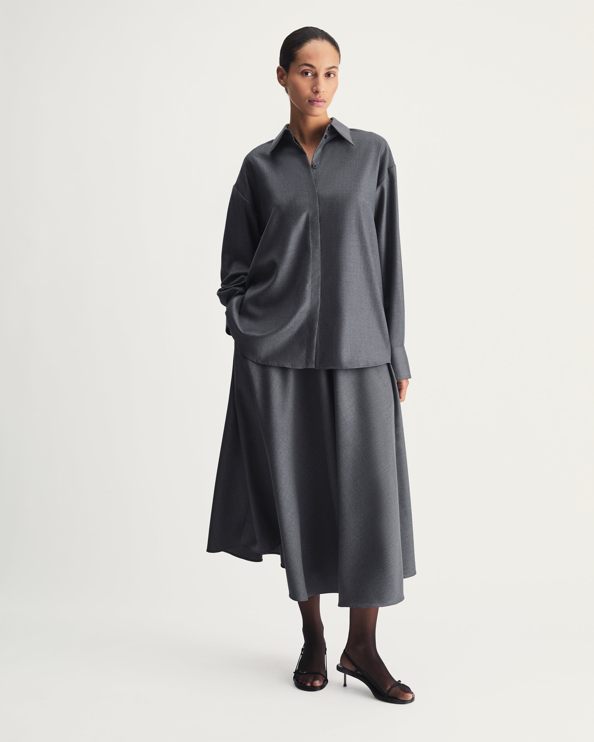 Paulina Skirt in Grey Virgin Wool