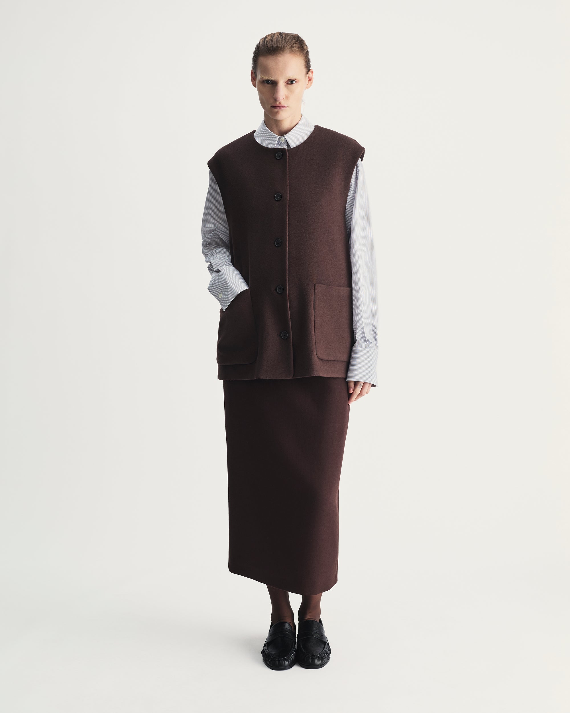 Remi Vest in Brown Virgin Wool