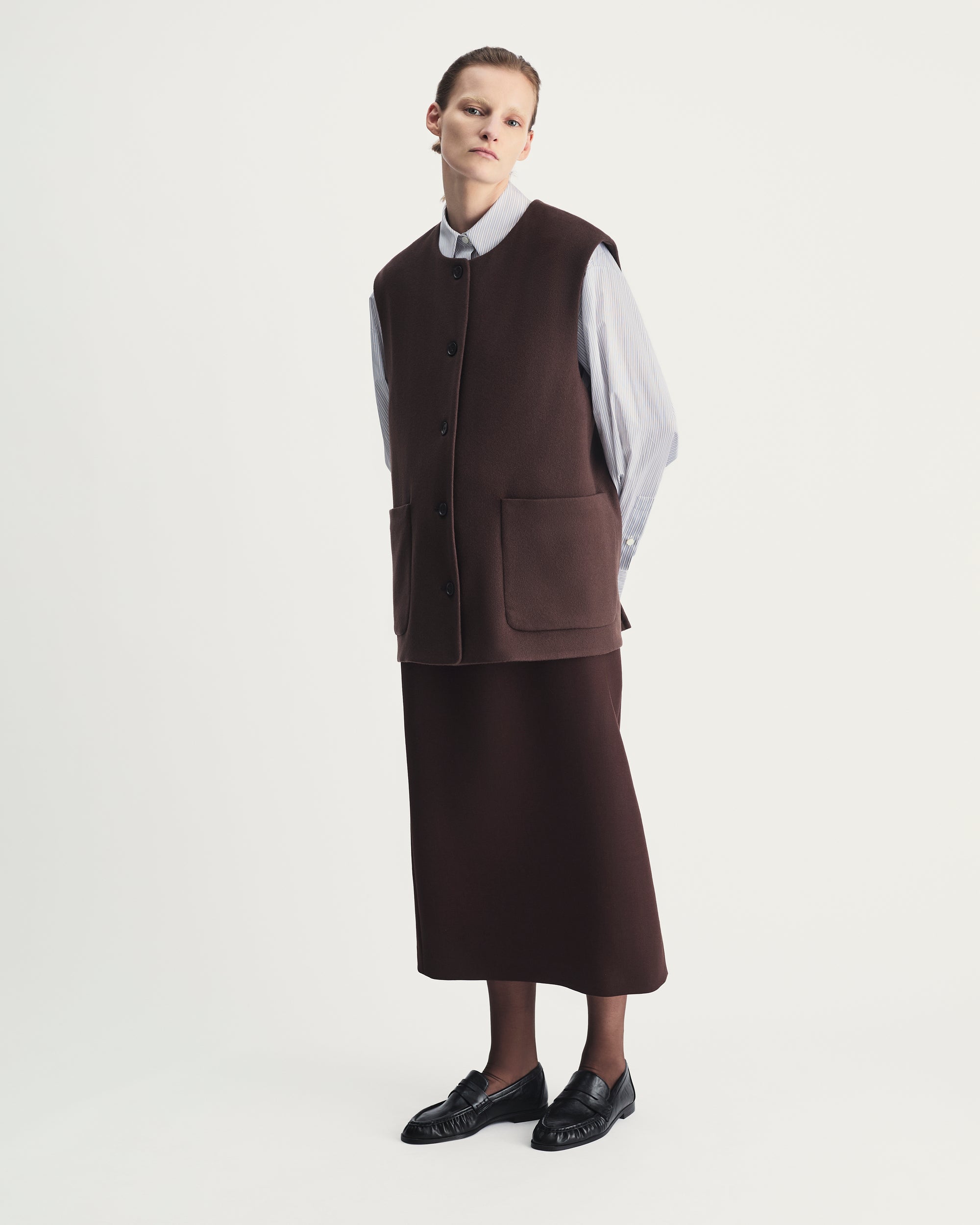 Remi Vest in Brown Virgin Wool