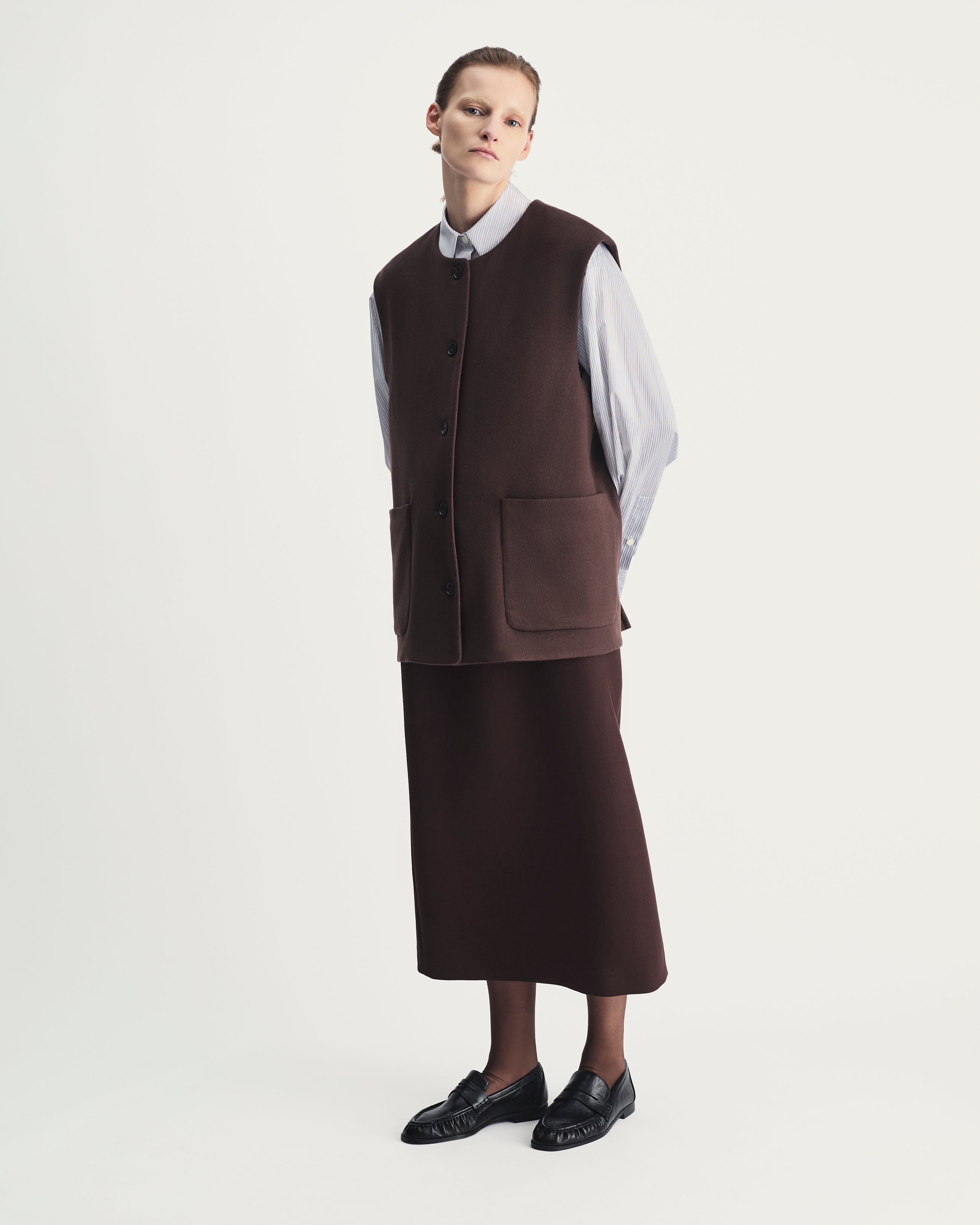 Remi Vest in Brown Virgin Wool