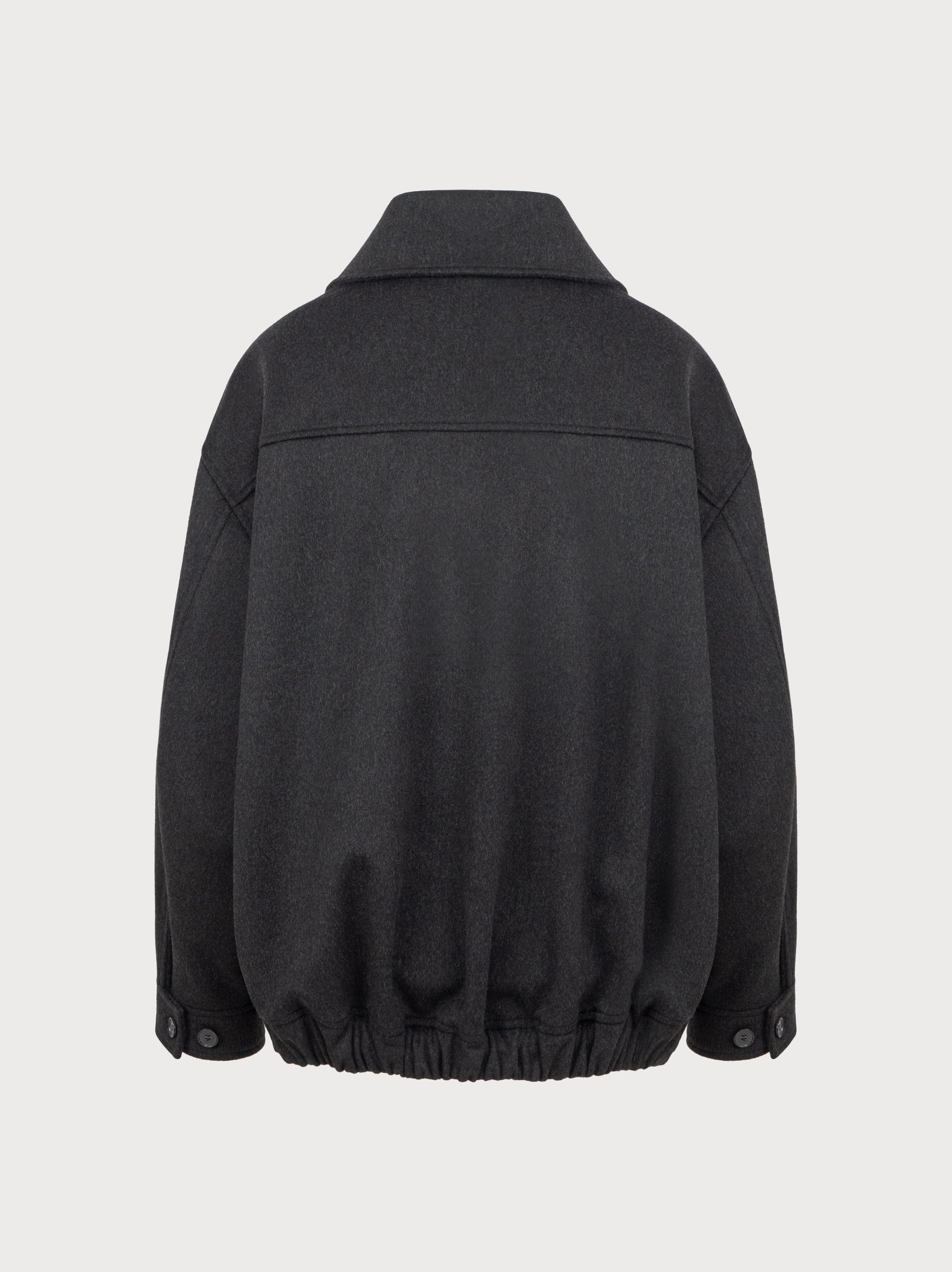 Dark grey jacket on a light gray background