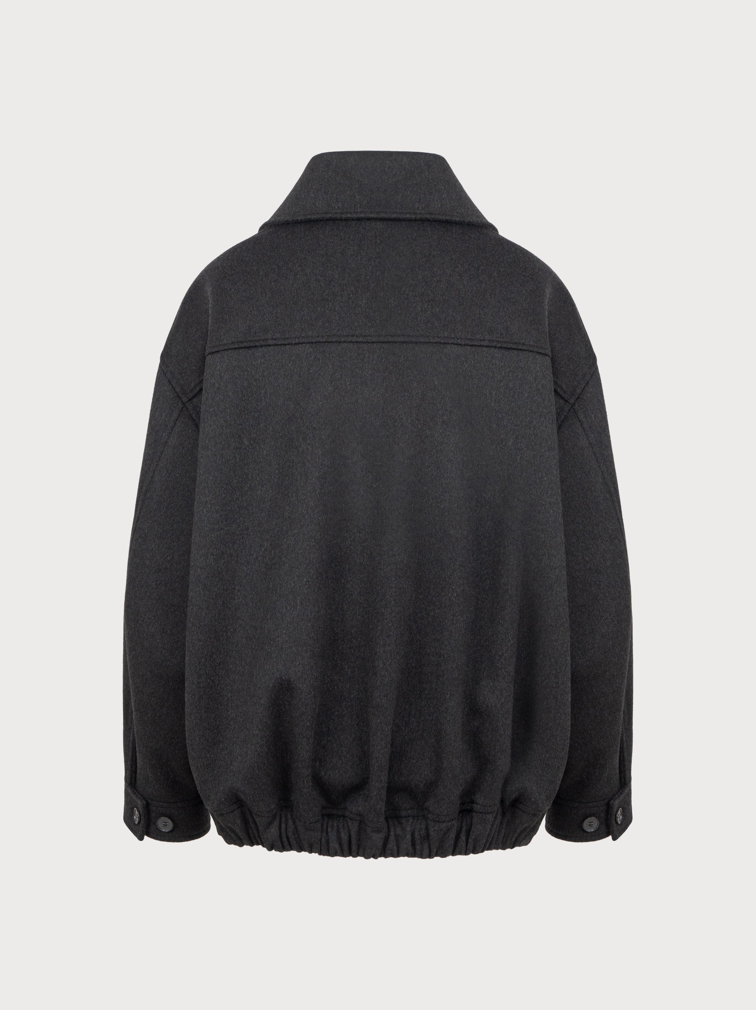 Dark grey jacket on a light gray background