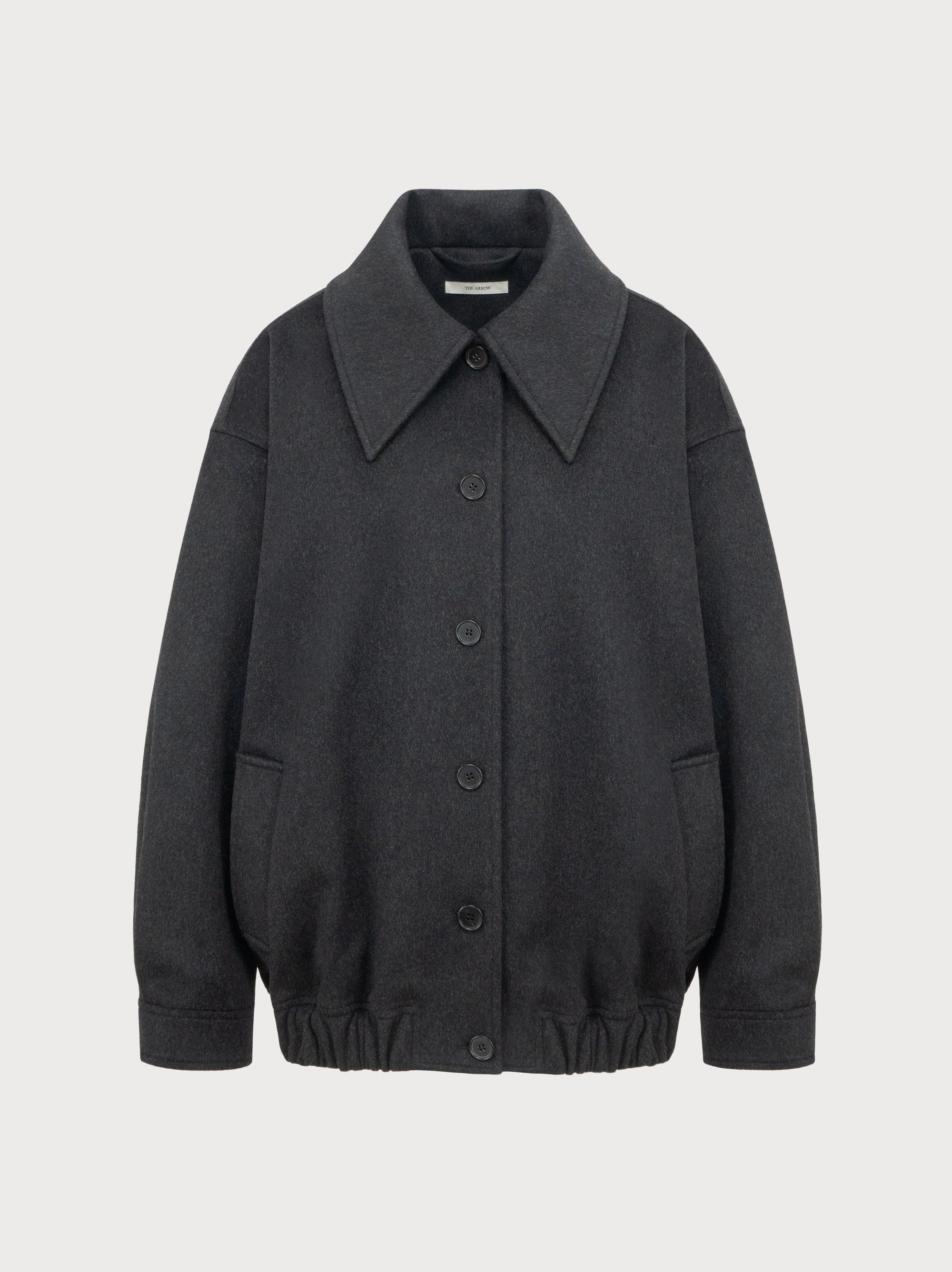 Dark gray jacket on a light gray background