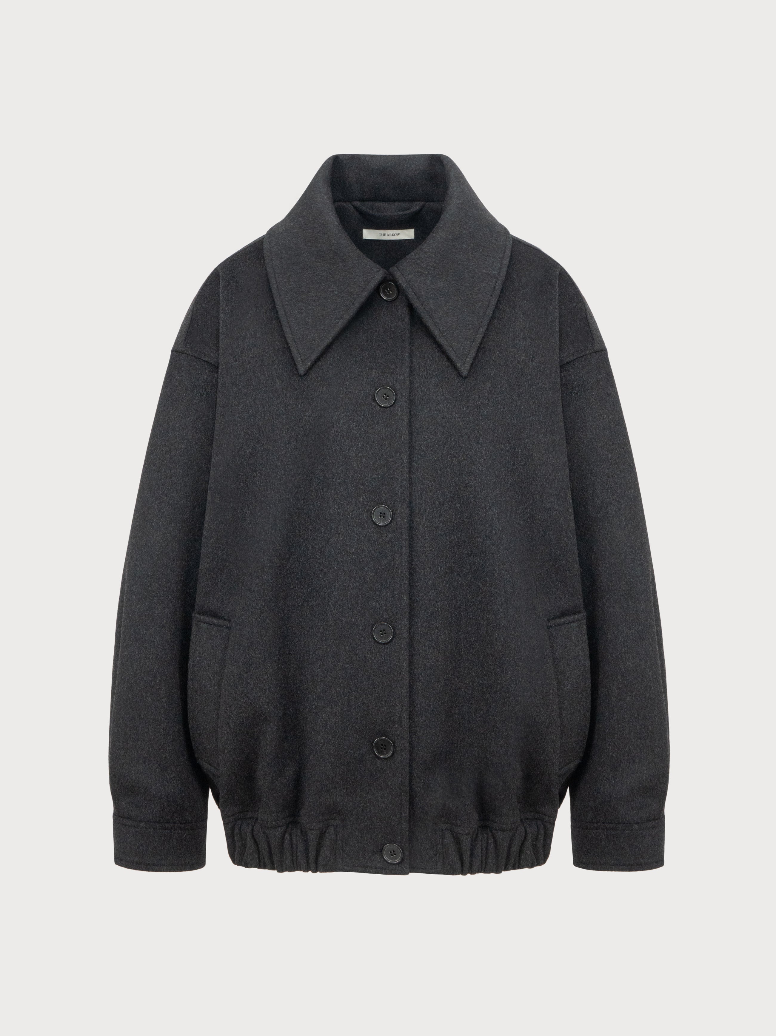 Dark gray jacket on a light gray background