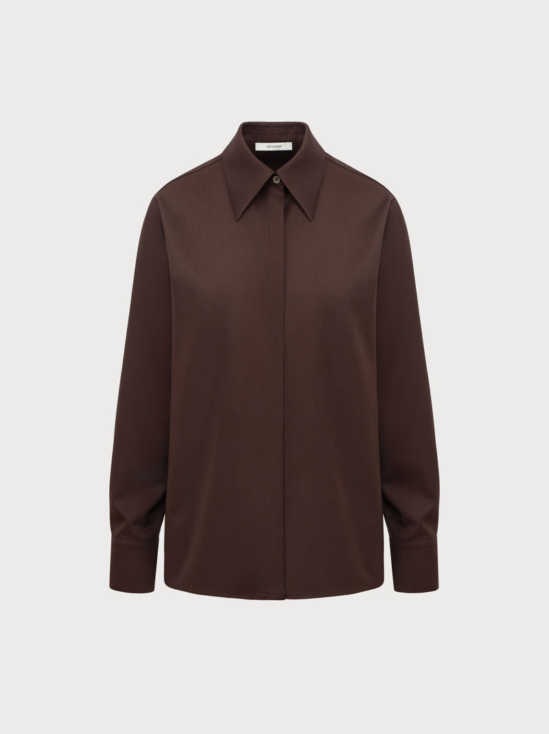 Brown shirt on a light gray background