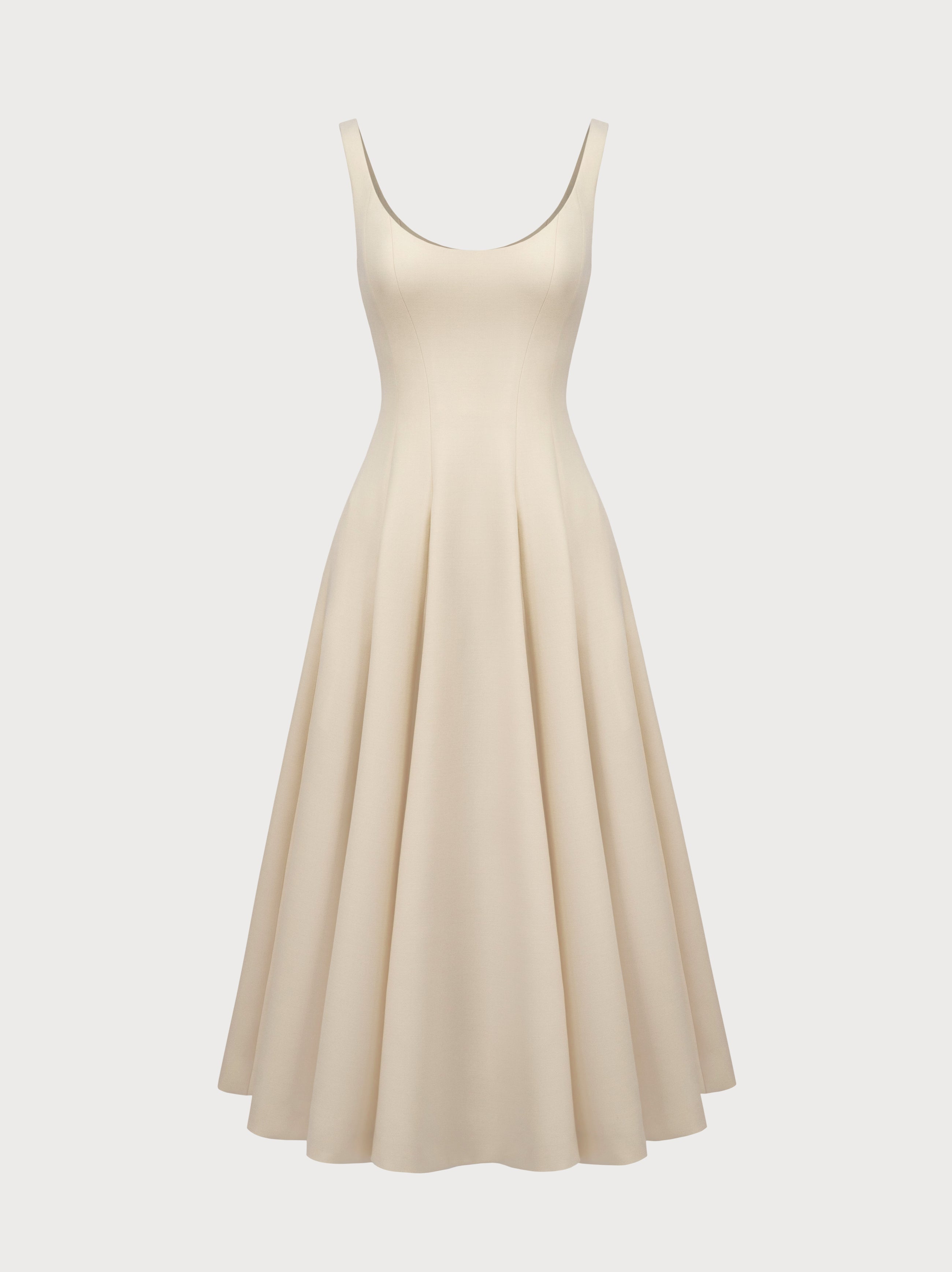 Sofia Dress in Ivory Virgin Wool
