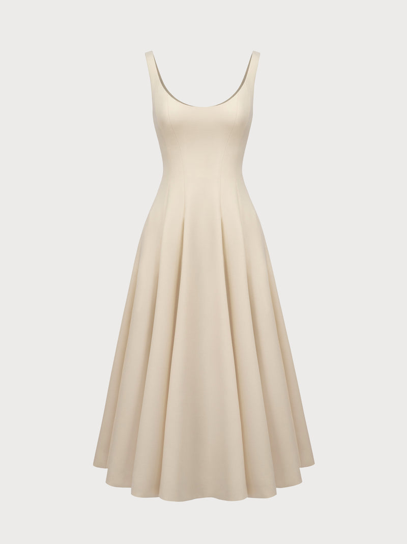 Sofia Dress in Ivory Virgin Wool