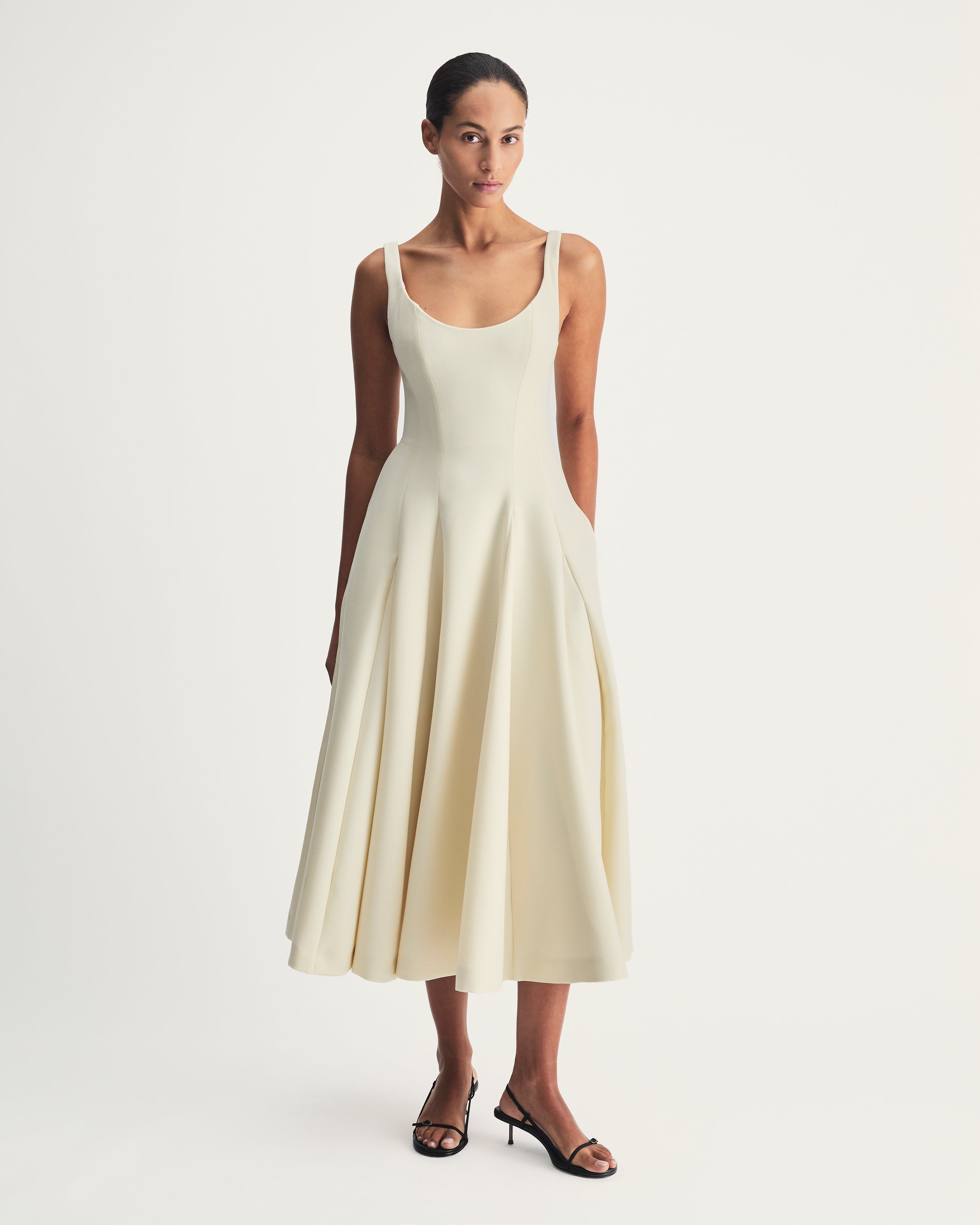 Sofia Dress in Ivory Virgin Wool