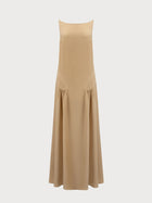 Vera Dress in Beige Silk