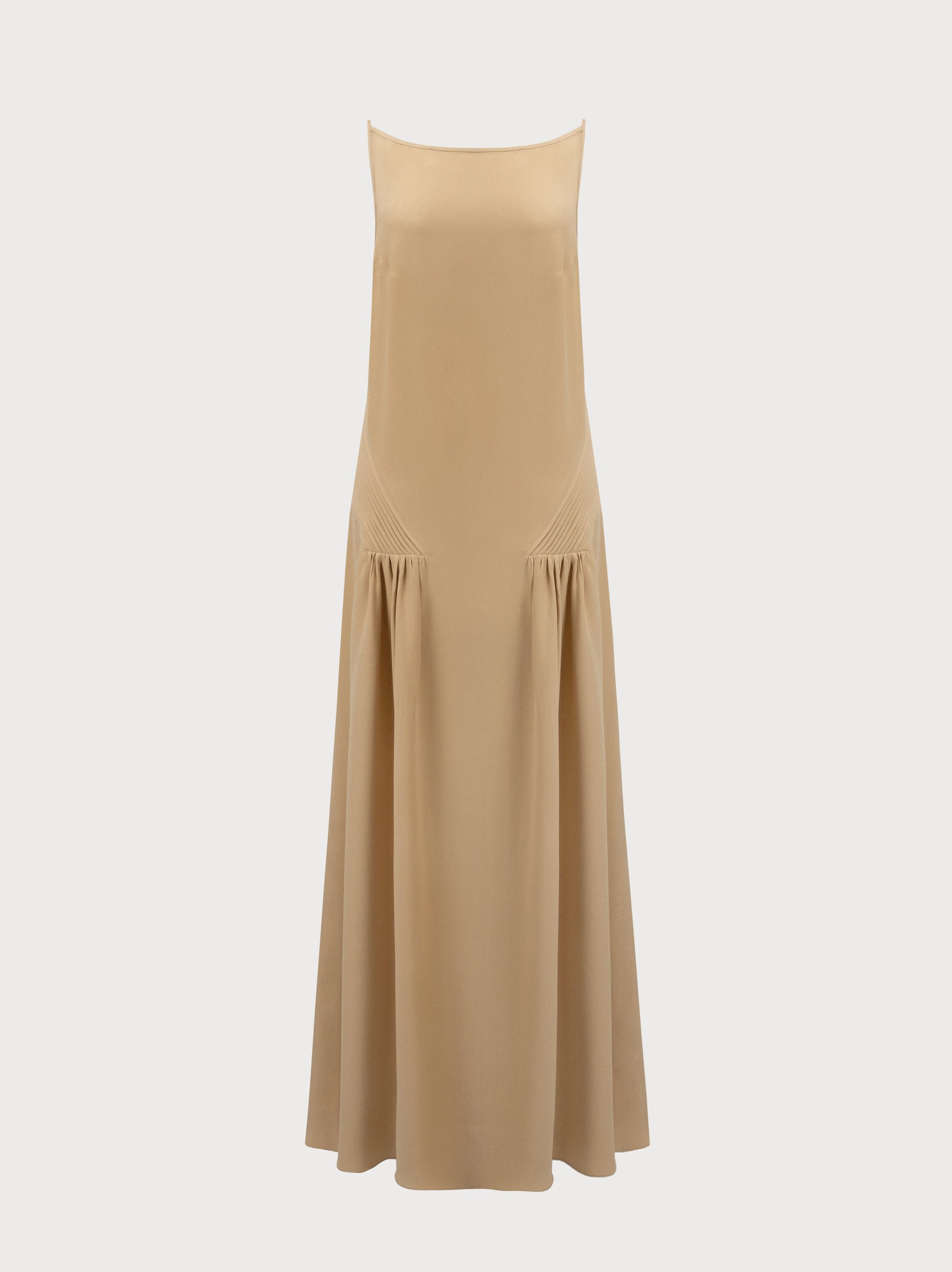 Vera Dress in Beige Silk