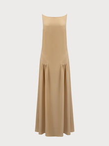 Vera Dress in Beige Silk