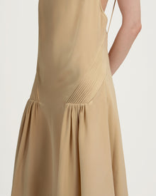 Vera Dress in Beige Silk