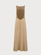 Vera Dress in Beige Silk