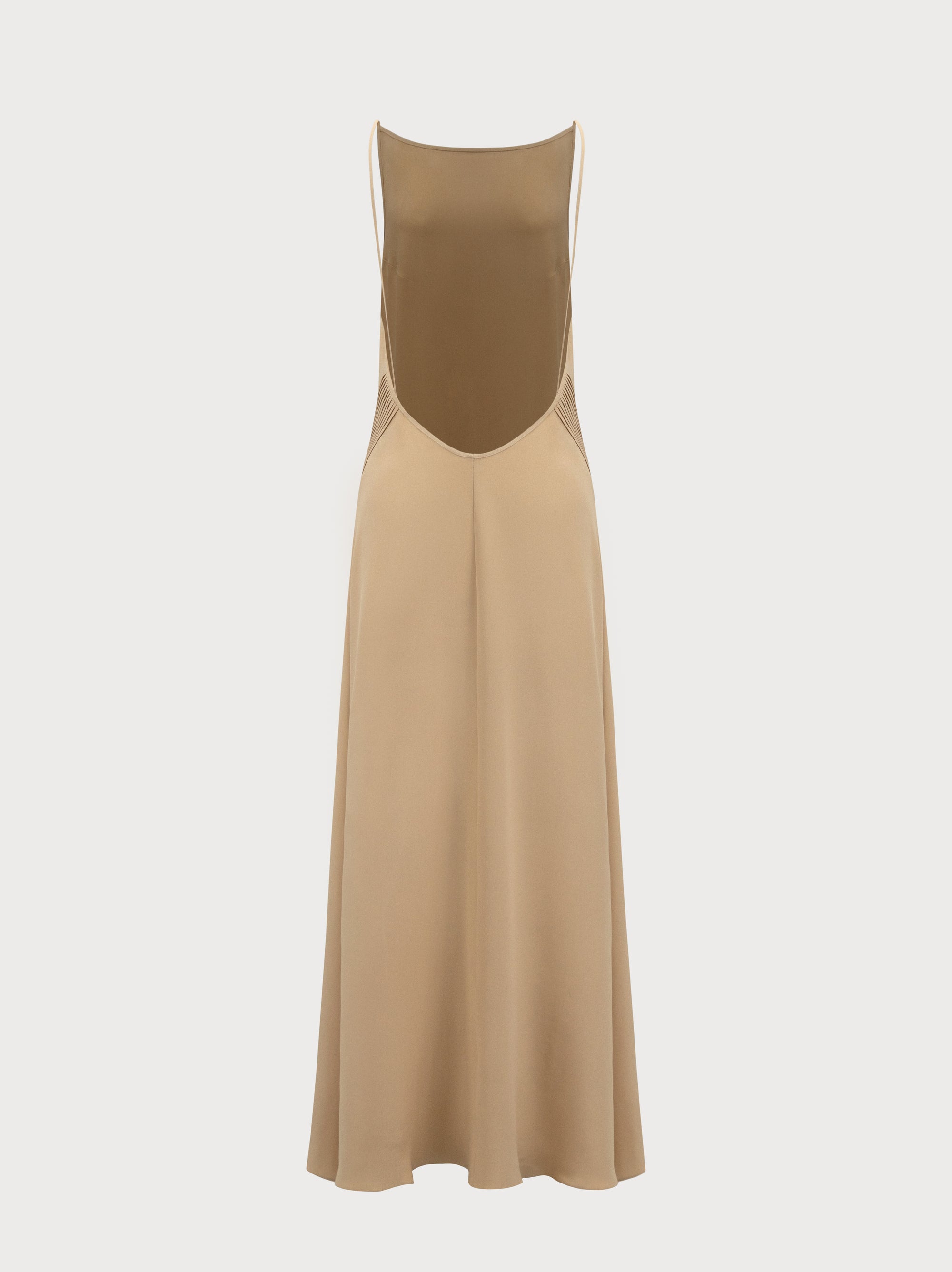 Vera Dress in Beige Silk