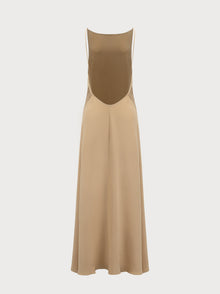 Vera Dress in Beige Silk
