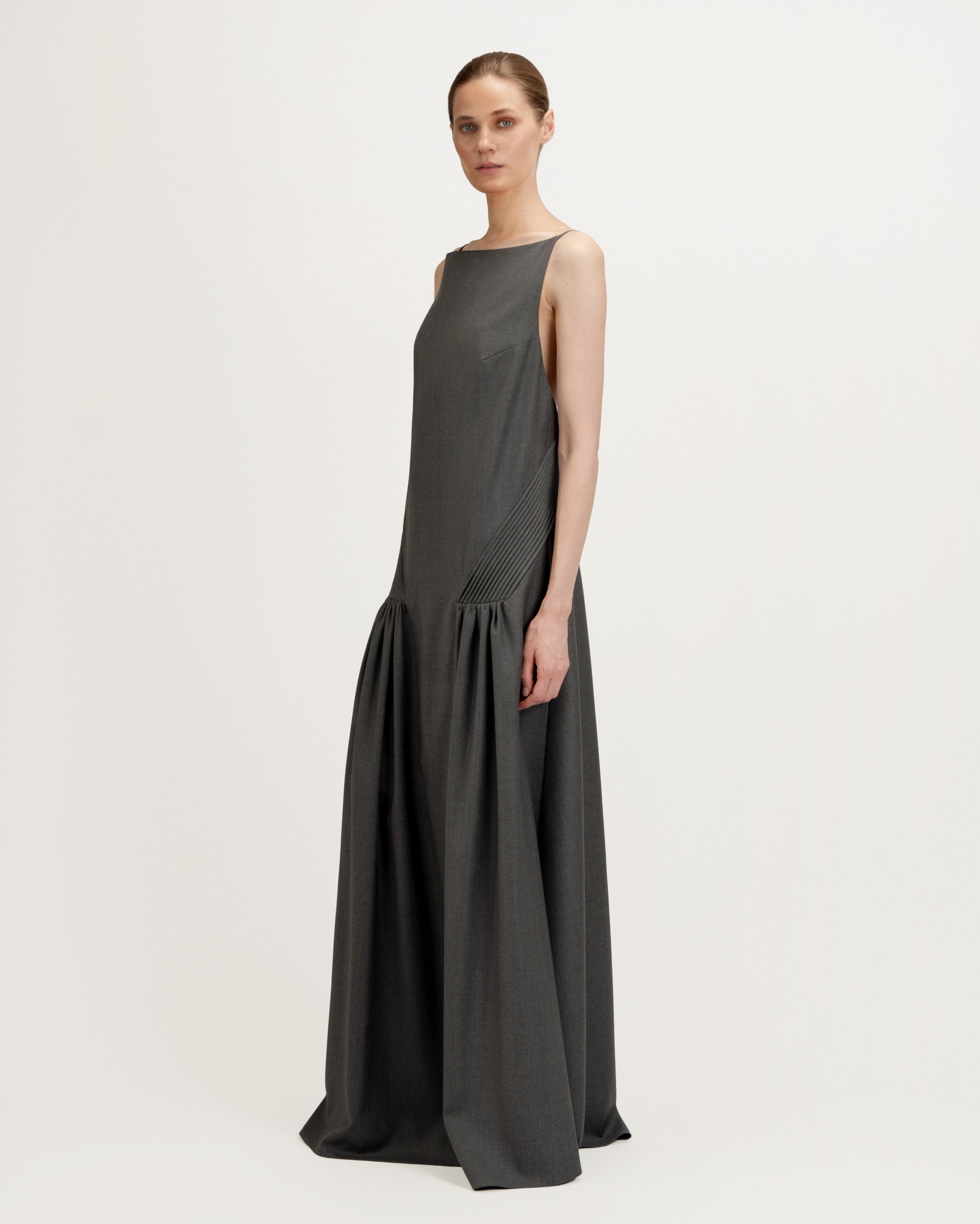 Vera Dress in Grey Wool