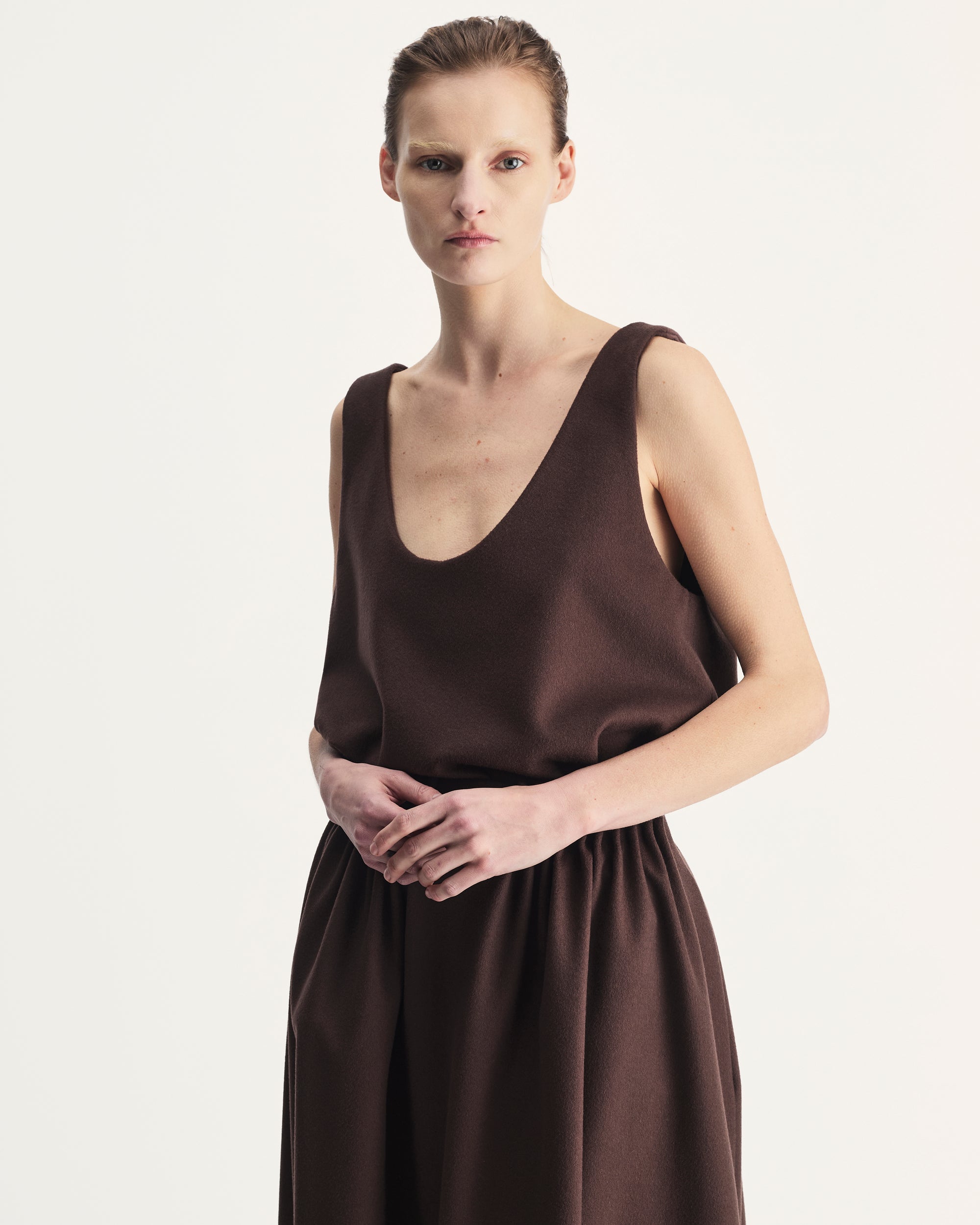 Vivien Skirt in Brown Virgin Wool