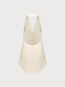 Beige halter top on a light gray background